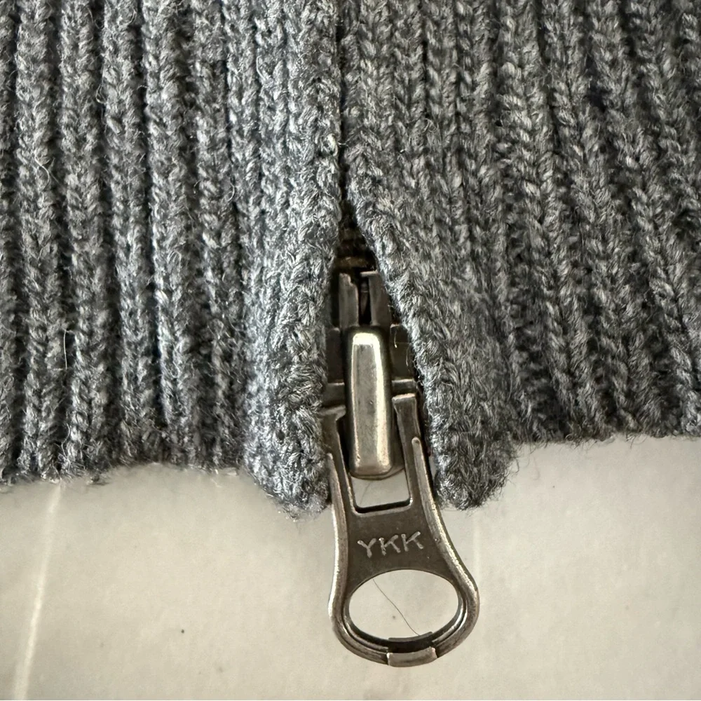 Banana Republic Wool Cashmere Full Zip Sweater Mens Size Large Gray Rabbit Hair‎